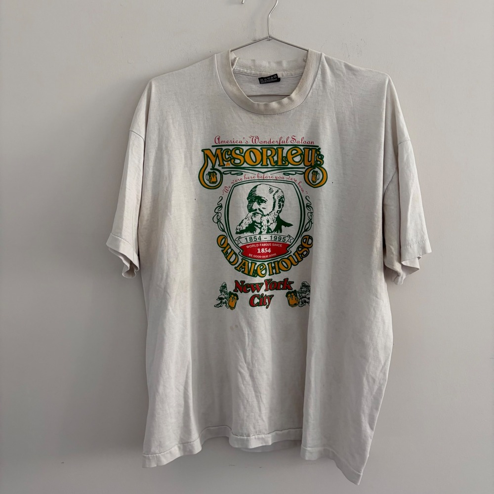 Vintage McSorleys Old Ale House NYC T Shirt Best Fruit of the Loom XXL White